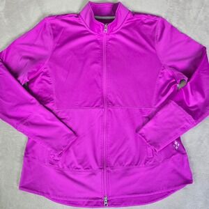 Jofit Womens Full Zip Athletic Jacket Magenta Pink Performance Golf Tennis Sz L
